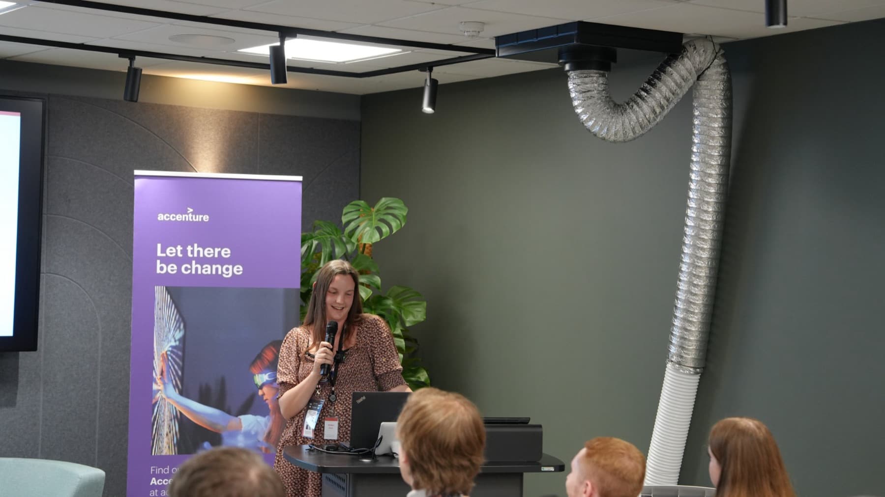 Jessica Parkinson presenting Women in Tech Mythbuster