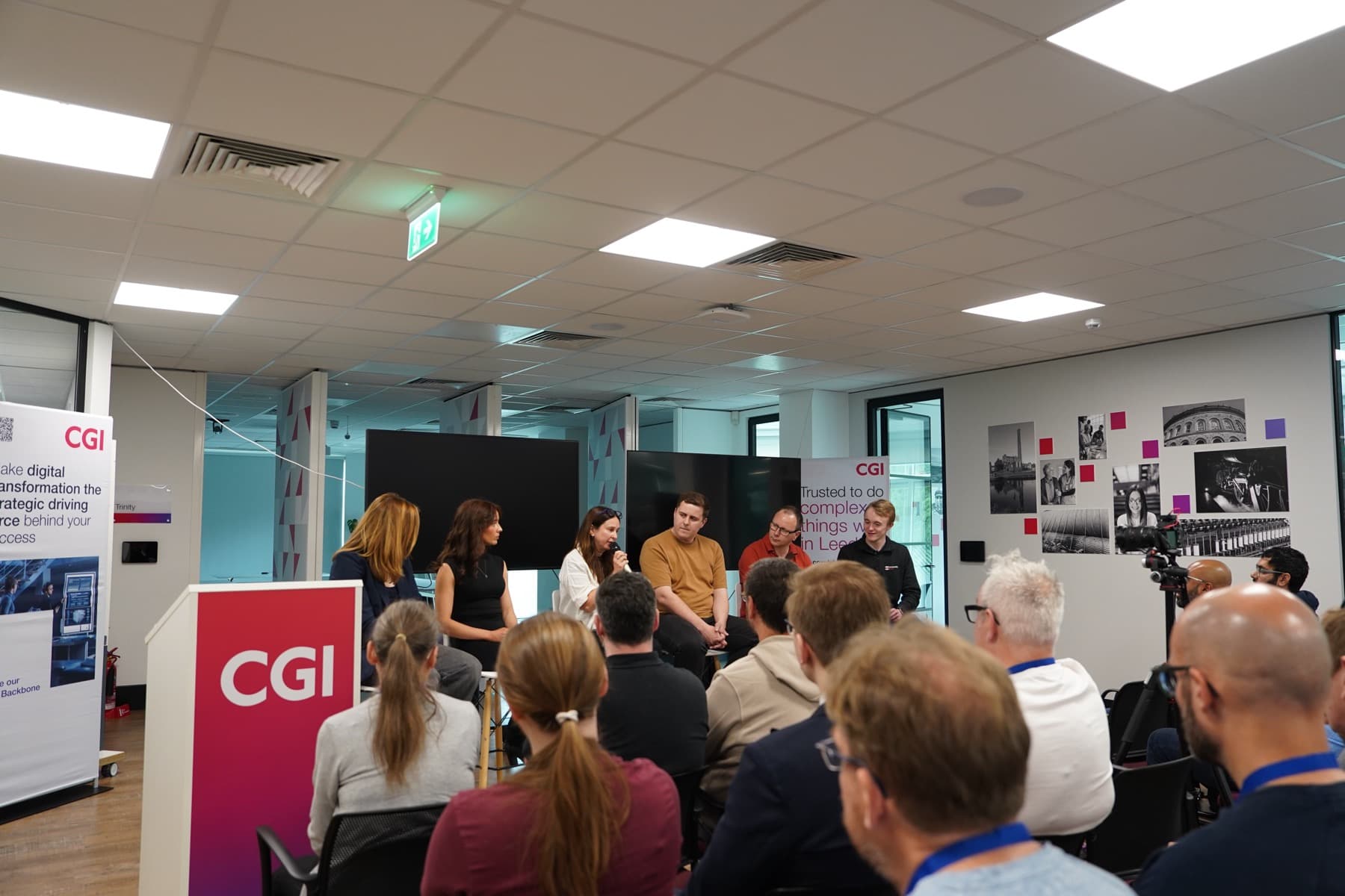 Wide view of the conference floor at CGI Leeds