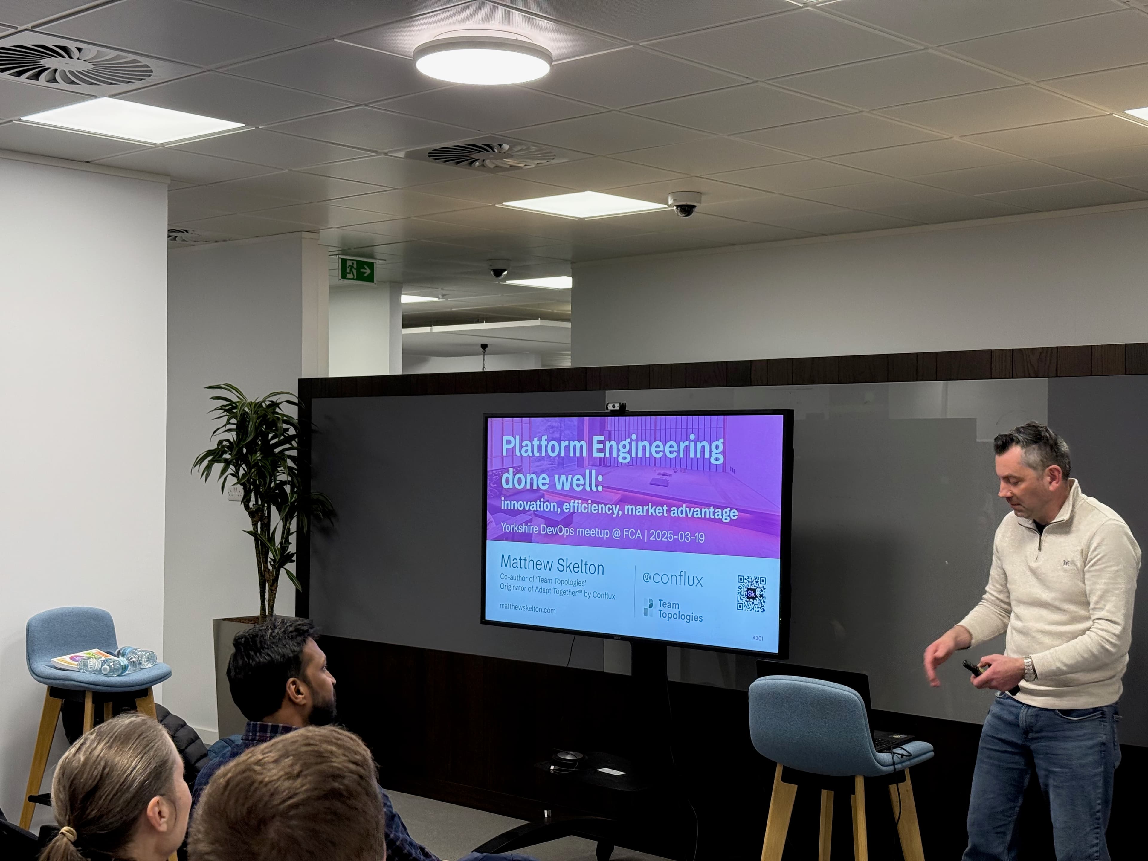 Matthew Skelton presenting Platform Engineering at a meetup